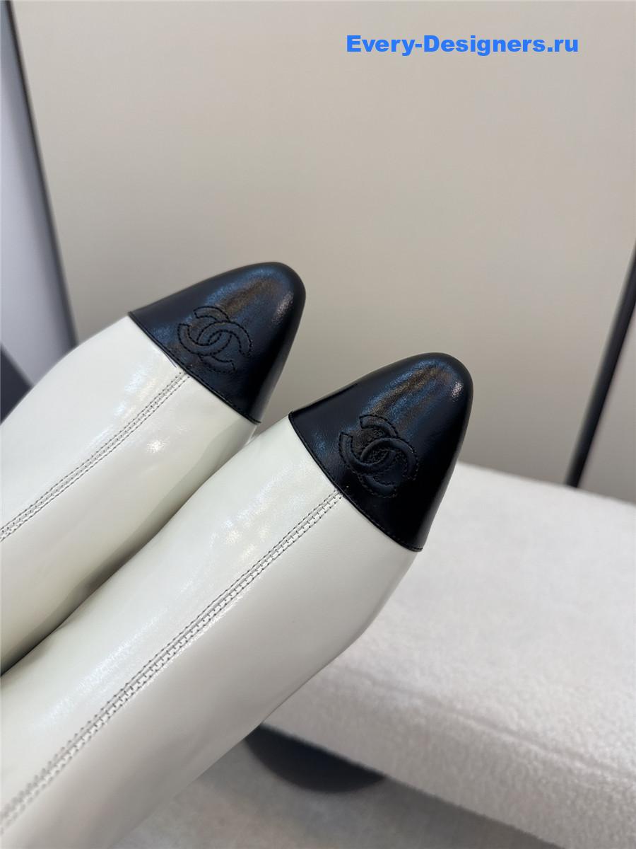 Ch**el white pointed wedge ankle boots