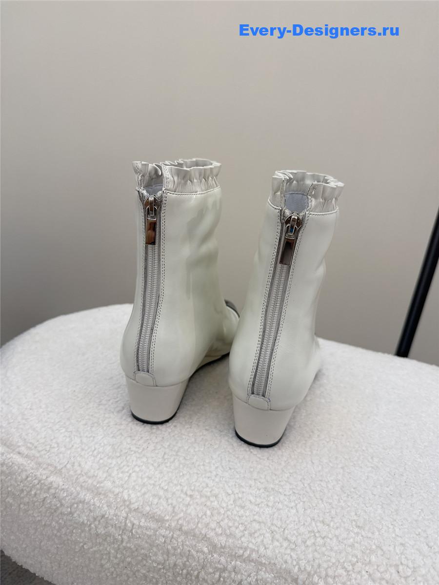 Ch**el white pointed wedge ankle boots