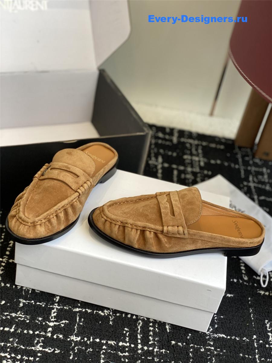 Sa1nt Lau*nt le loafer 15 brown suede slides