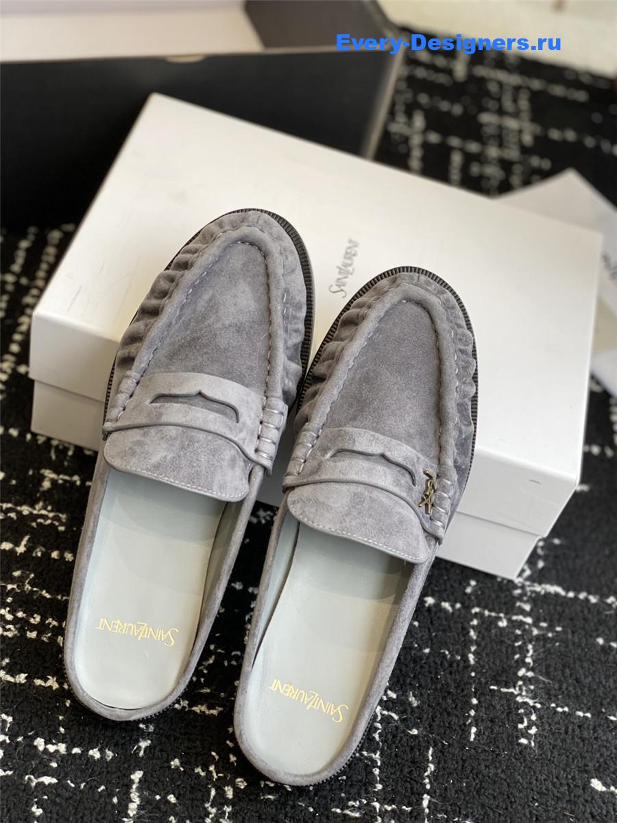 Sa1nt Lau*nt le loafer 15 gray suede slides