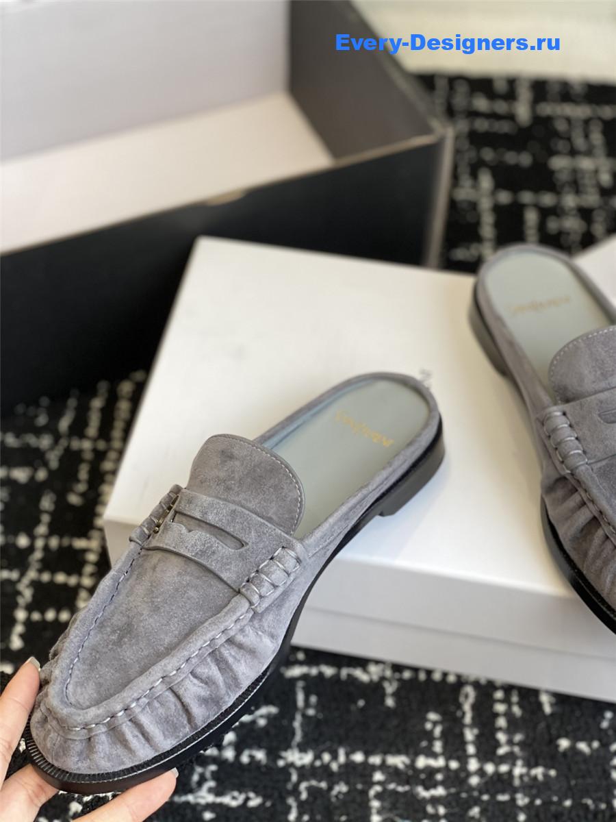 Sa1nt Lau*nt le loafer 15 gray suede slides