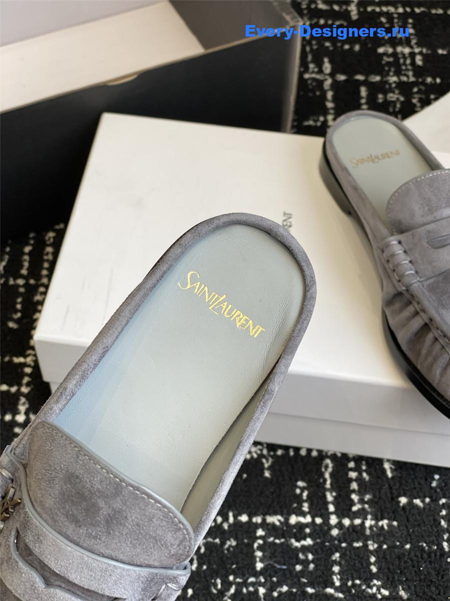 Sa1nt Lau*nt le loafer 15 gray suede slides