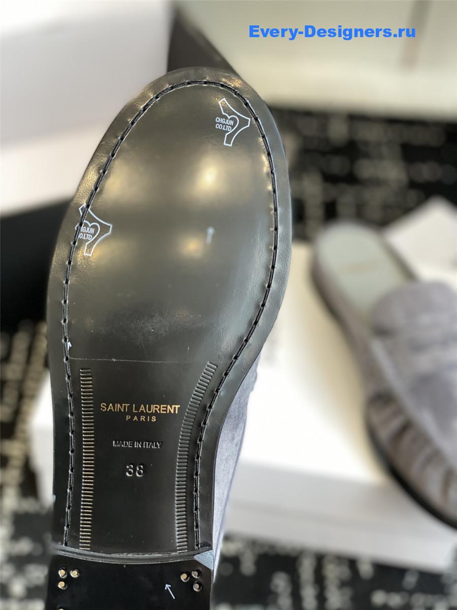 Sa1nt Lau*nt le loafer 15 gray suede slides