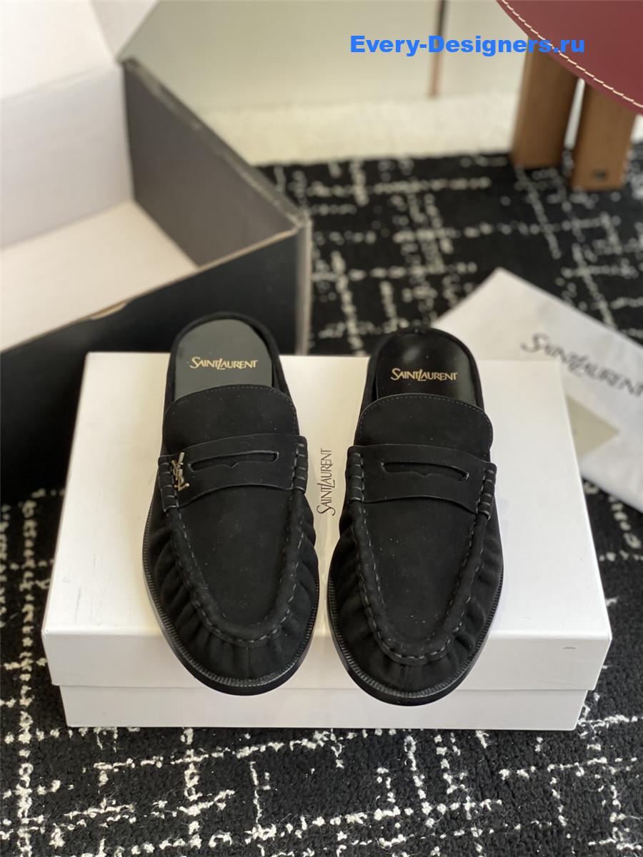 Sa1nt Lau*nt le loafer 15 black suede slides