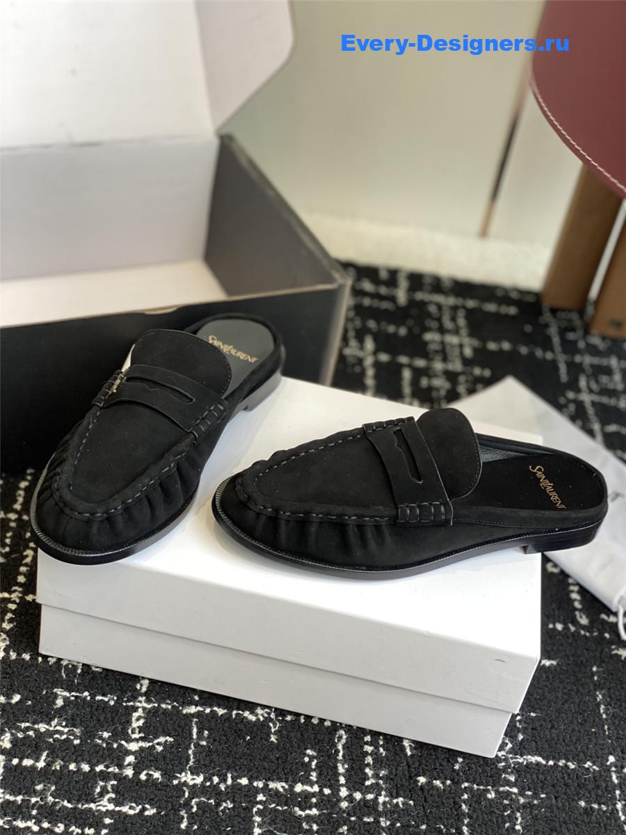 Sa1nt Lau*nt le loafer 15 black suede slides