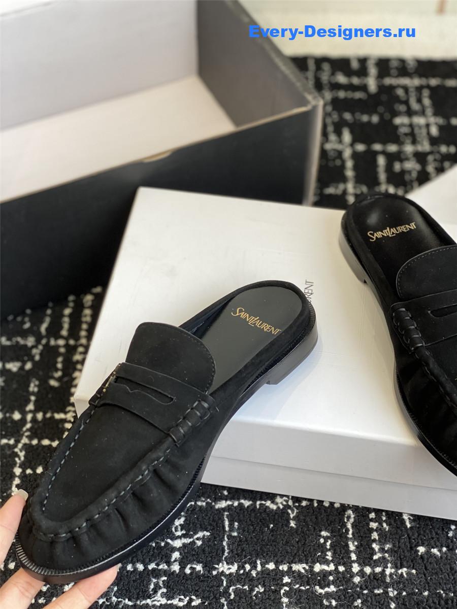 Sa1nt Lau*nt le loafer 15 black suede slides