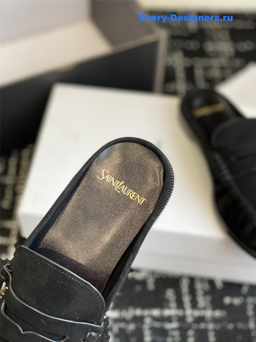 Sa1nt Lau*nt le loafer 15 black suede slides