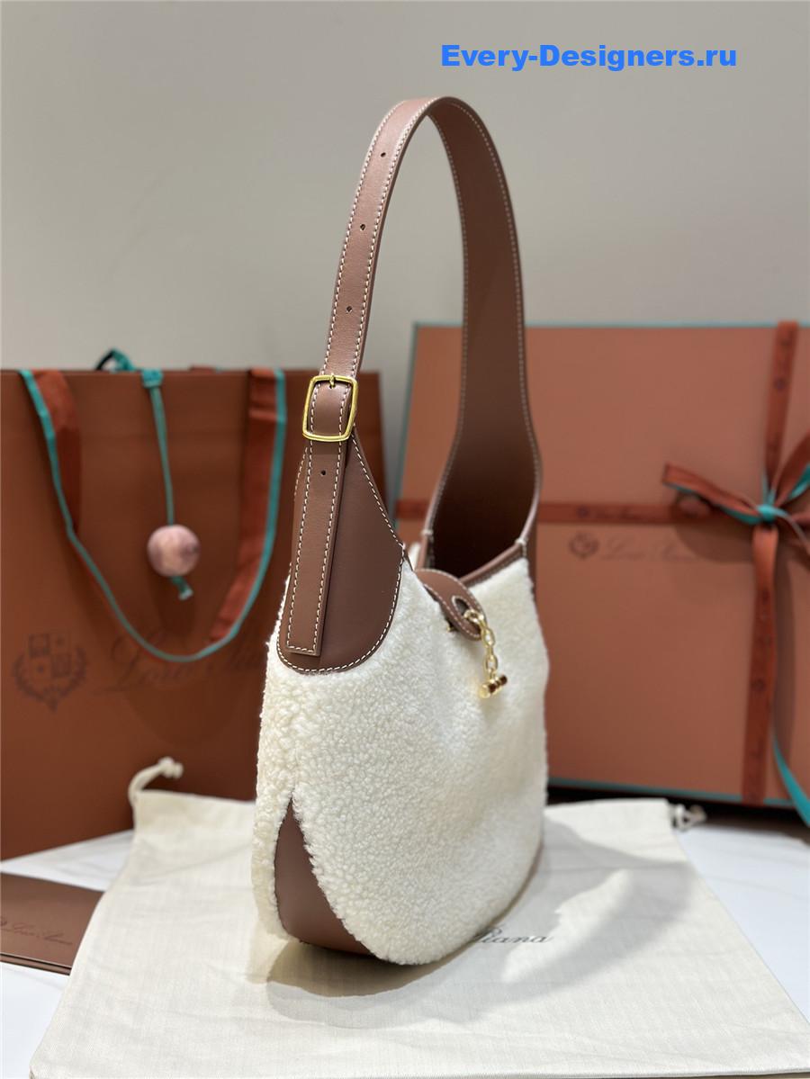 L0r0 P1ana bobbin large faux shearling shoulder bag in white