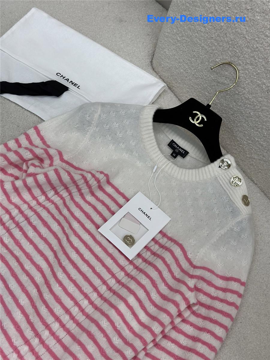 Ch**el red & white striped cashmere sweater