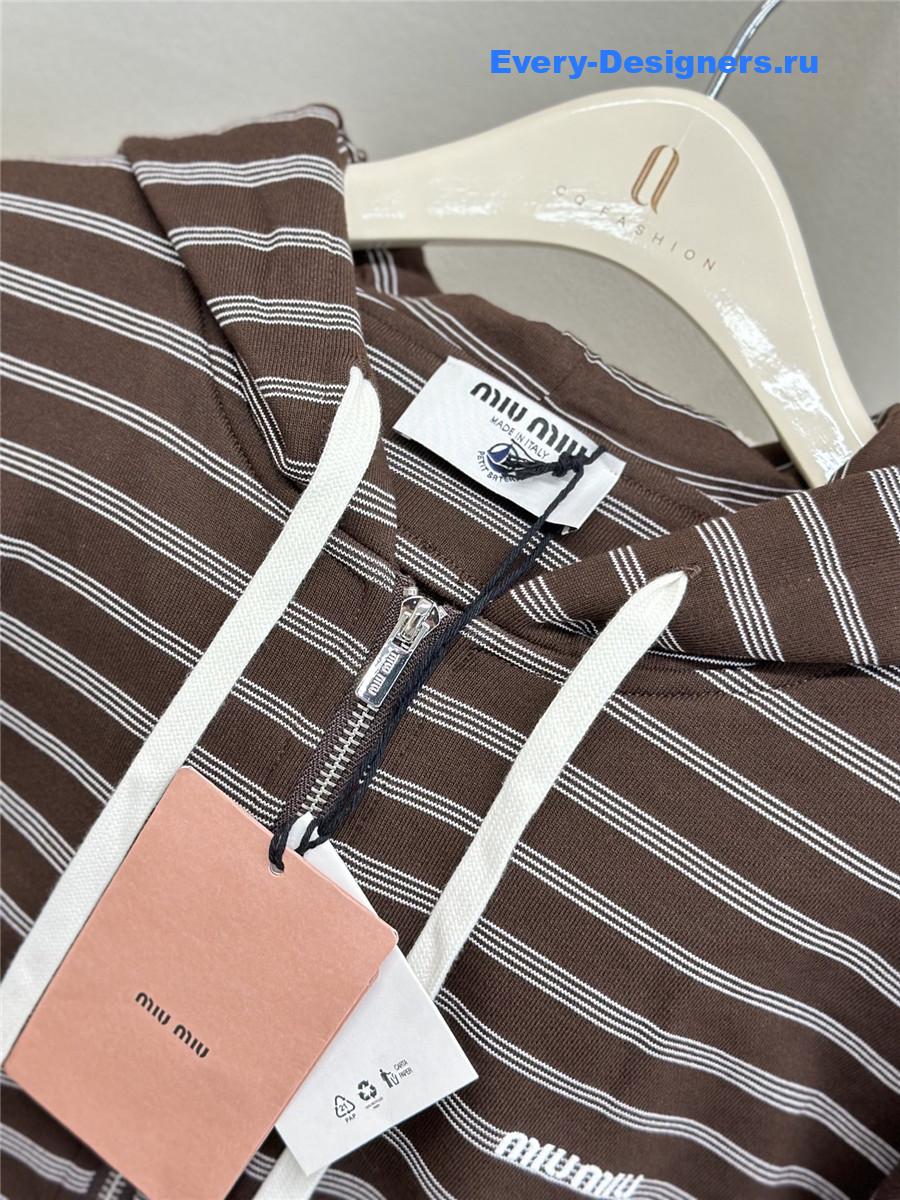 Miu Miu Brown Hooded zip-up Sweatshirt