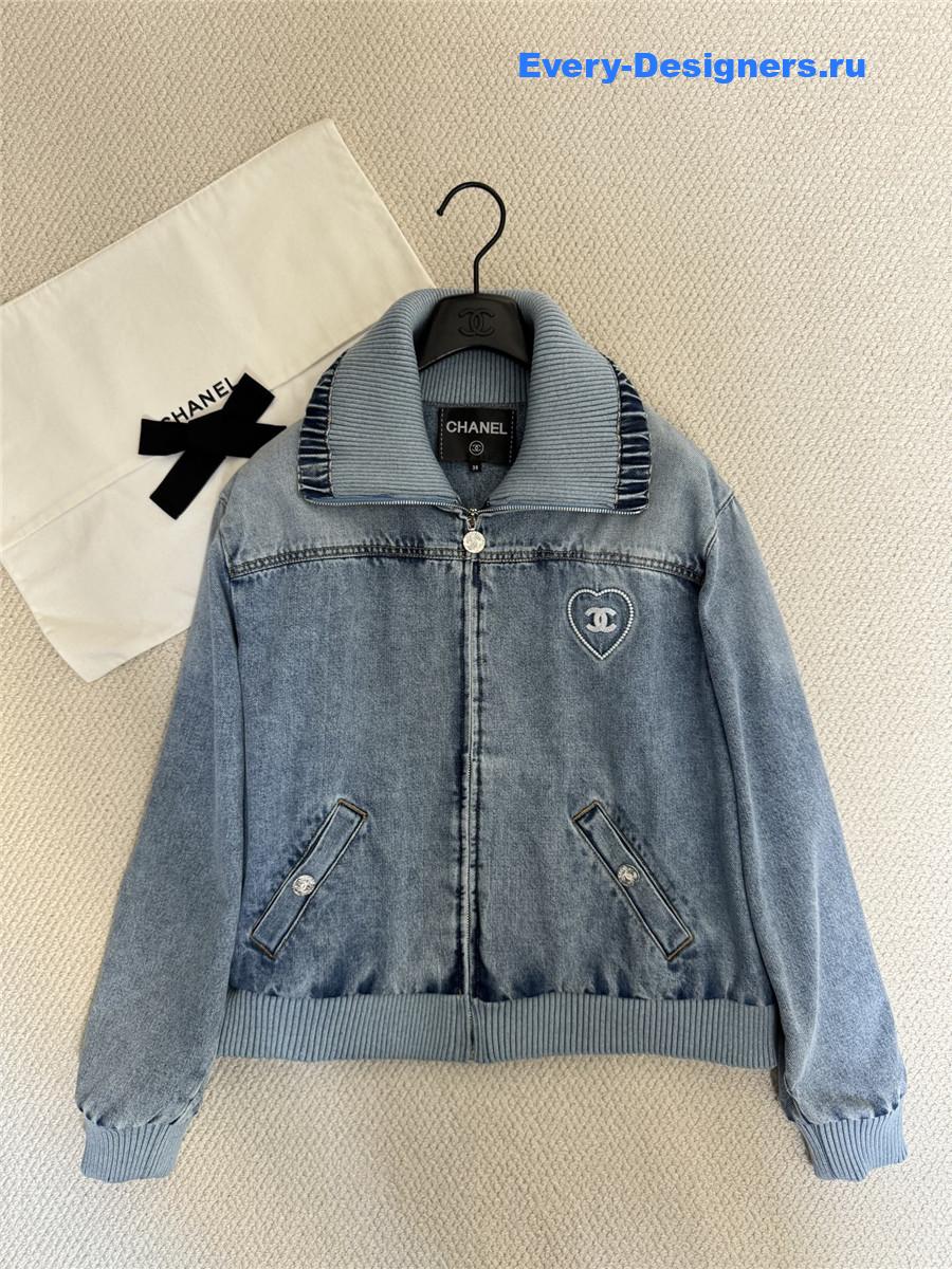 Ch**el blue embroidered denim jacket