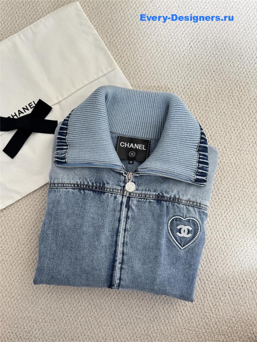 Ch**el blue embroidered denim jacket
