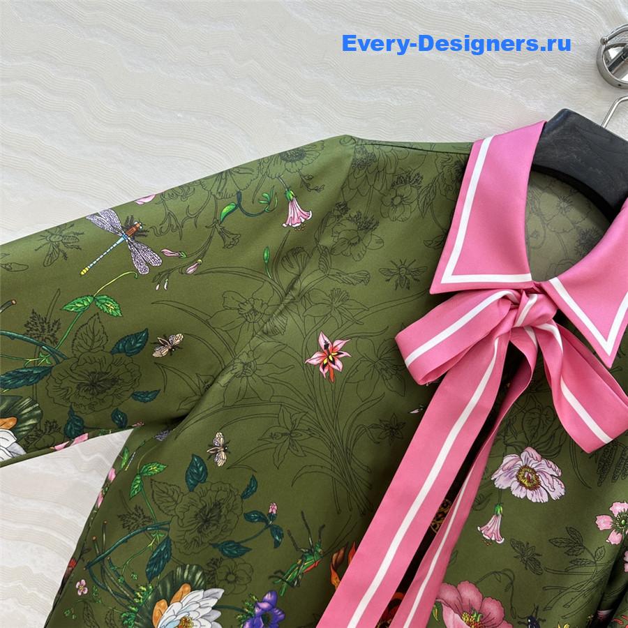 Gvc*1 printed silk green shirt