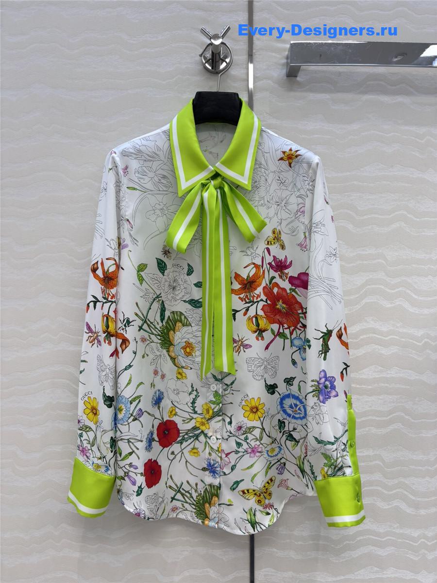 Gvc*1 white & multicolor printed silk shirt