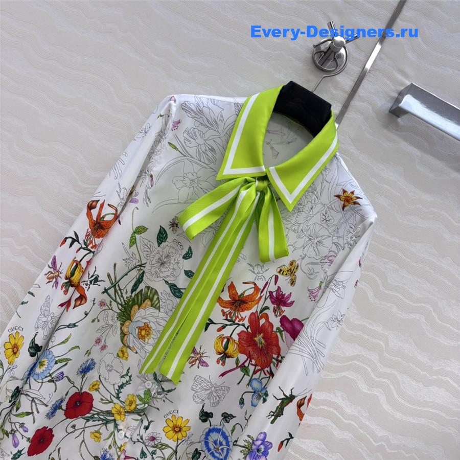 Gvc*1 white & multicolor printed silk shirt