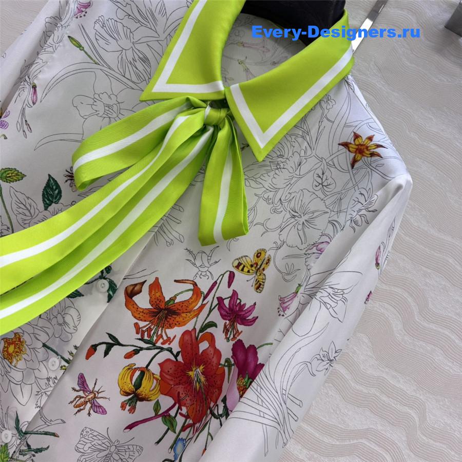 Gvc*1 white & multicolor printed silk shirt