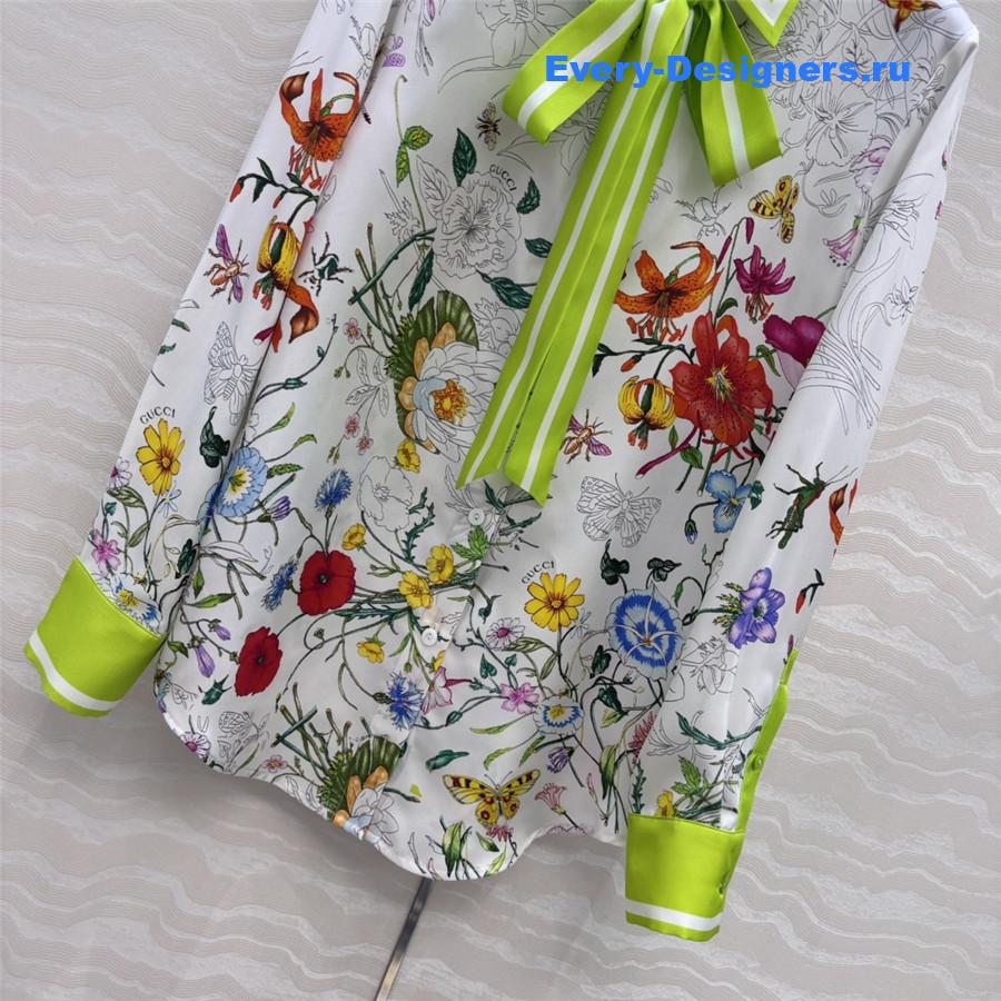 Gvc*1 white & multicolor printed silk shirt