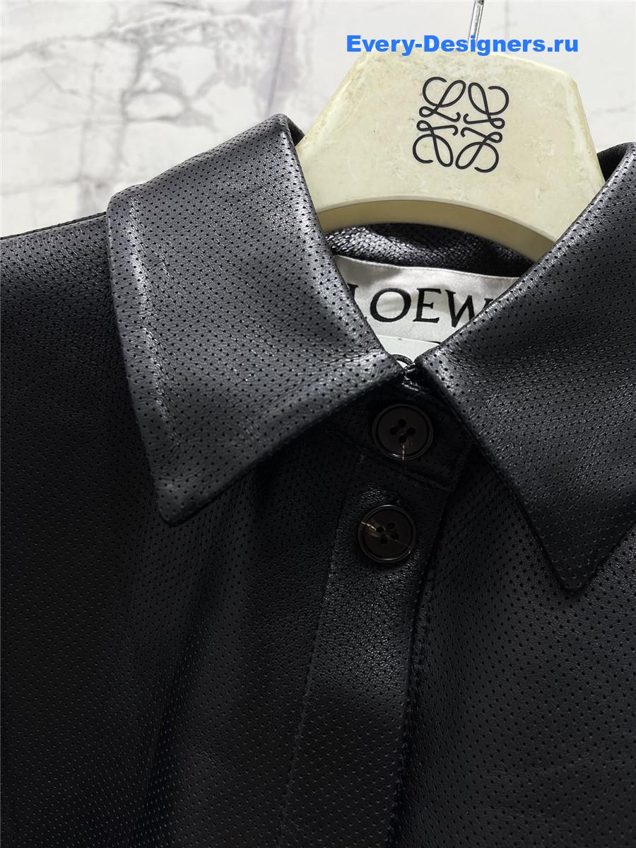 L0ew* black nappa lambskin shirt