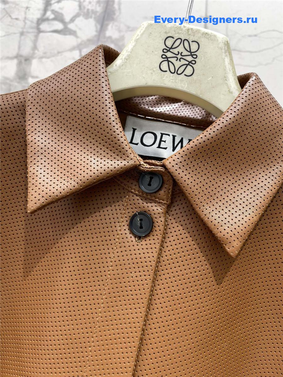 L0ew* brown nappa lambskin shirt
