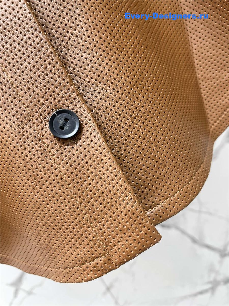 L0ew* brown nappa lambskin shirt