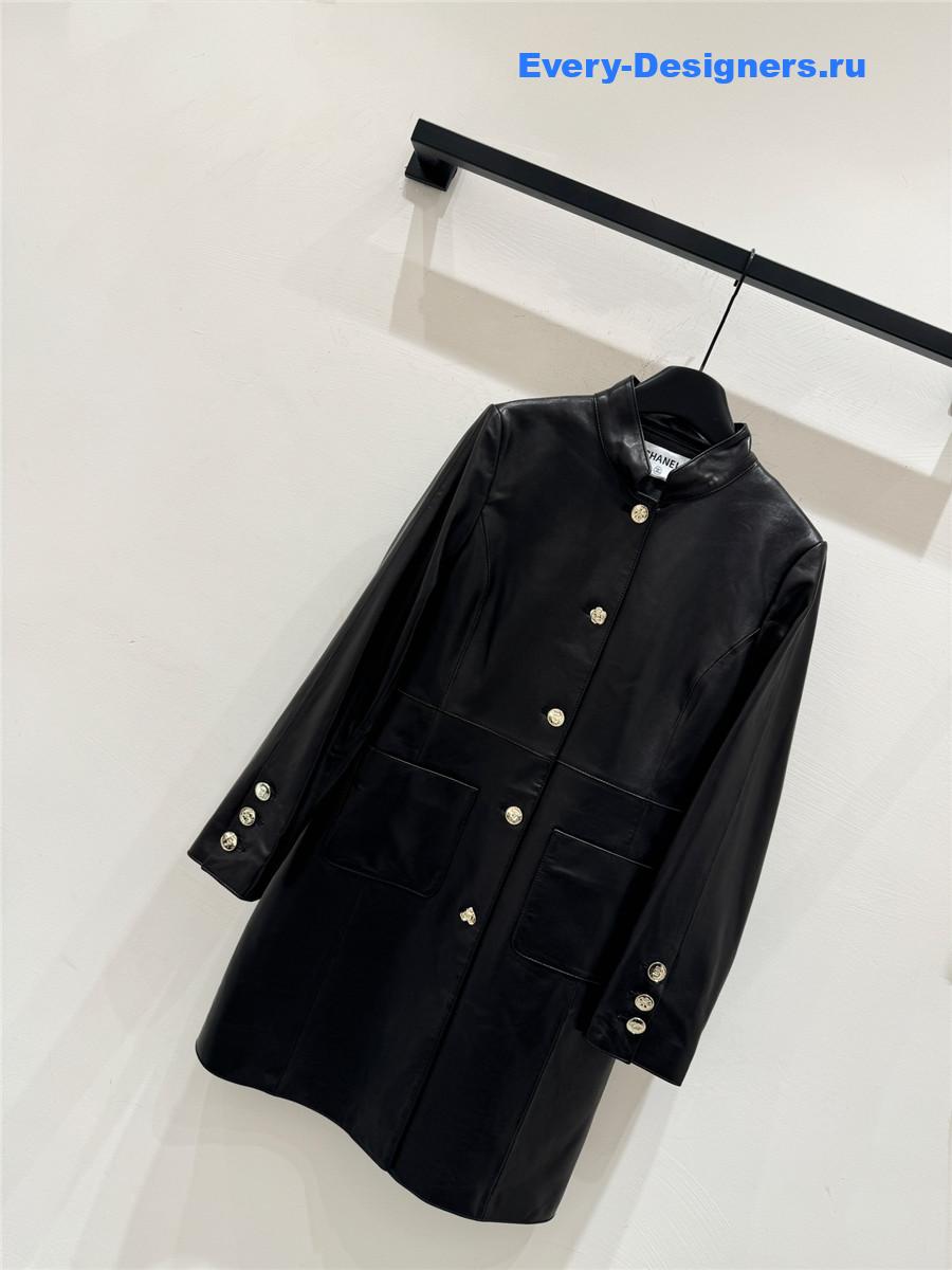 Ch**el black lambskin coat