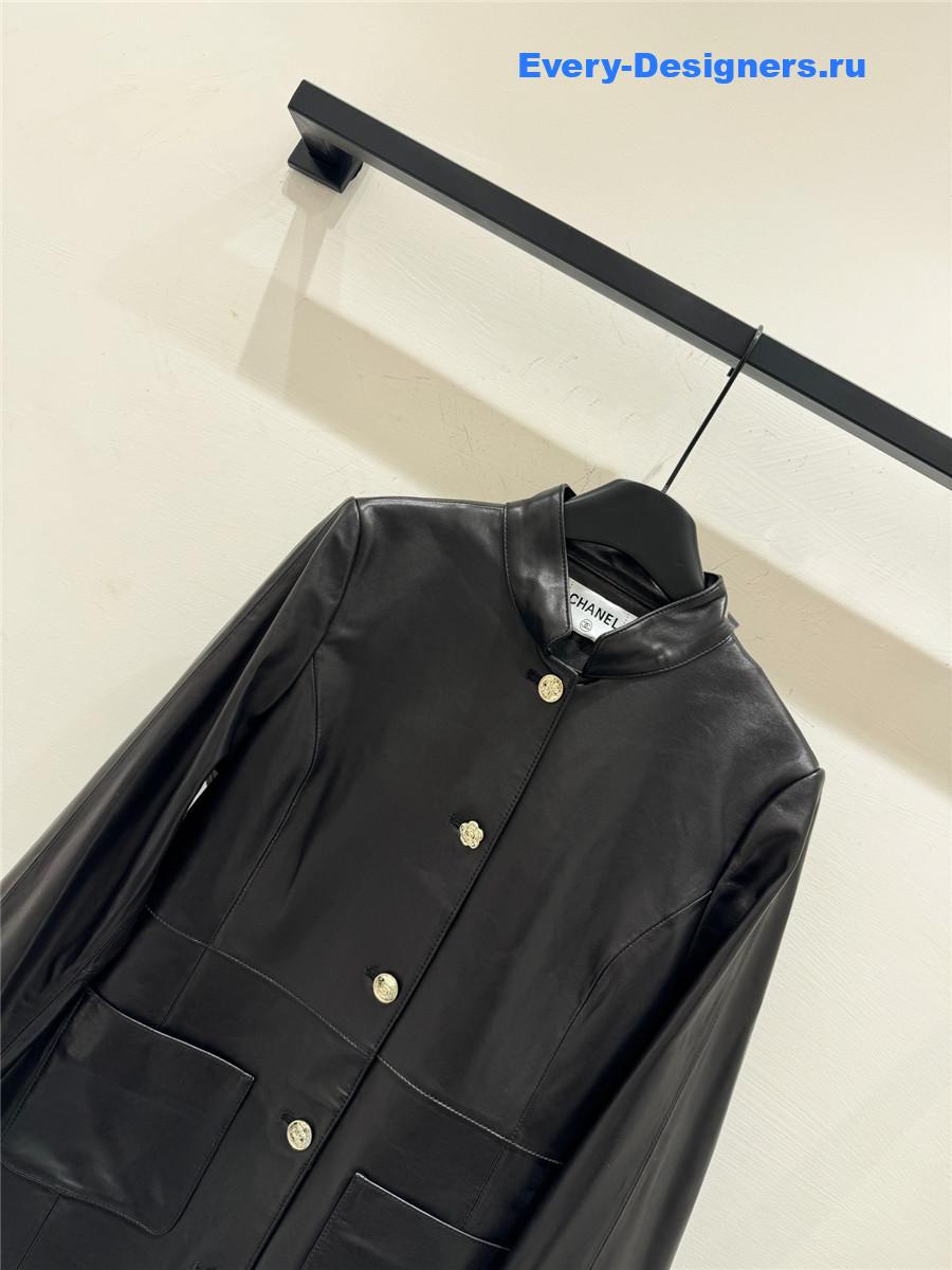 Ch**el black lambskin coat