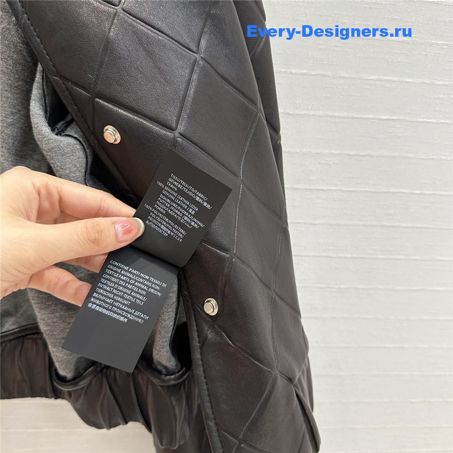 Ch**el black v neck lambskin leather jacket