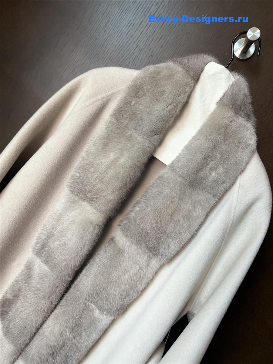L0r0 P1ana beige cashmere wool jacket with mink fur