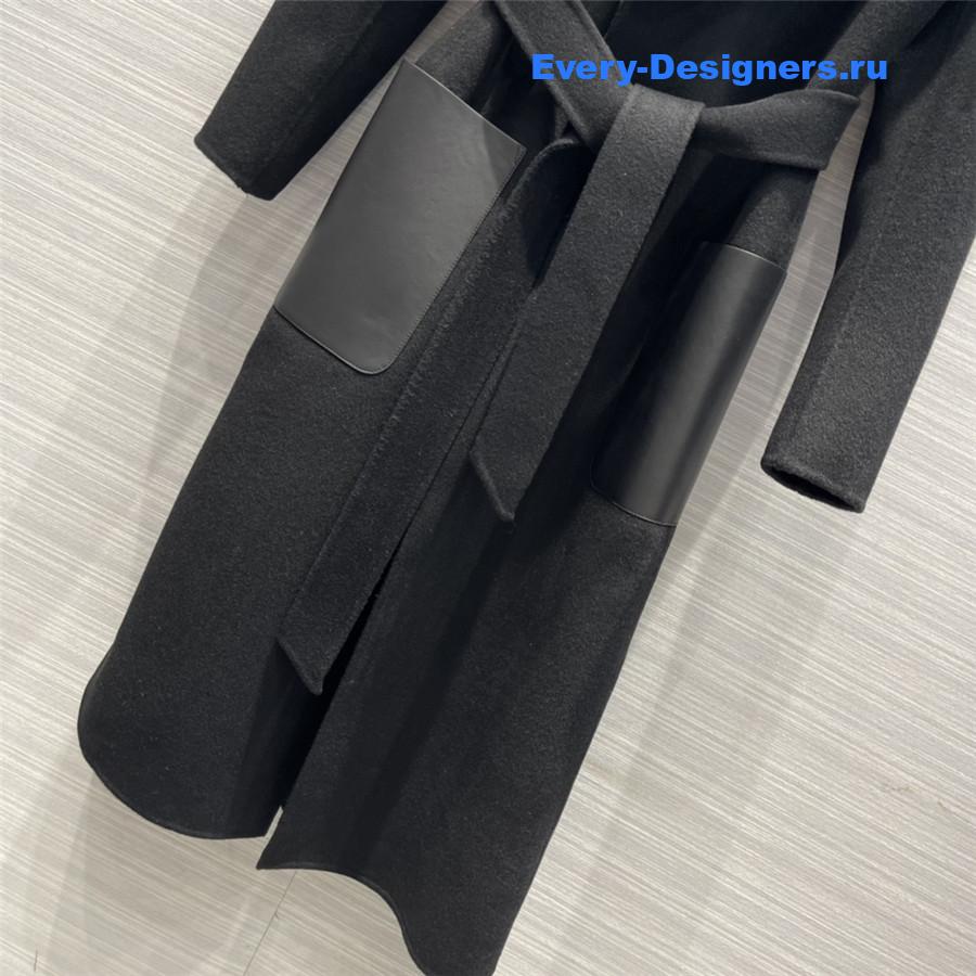 F**di fur-trim coat in black