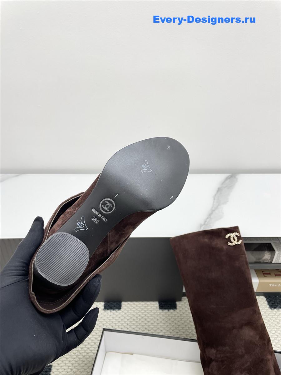 Ch**el brown suede cuffed high boots