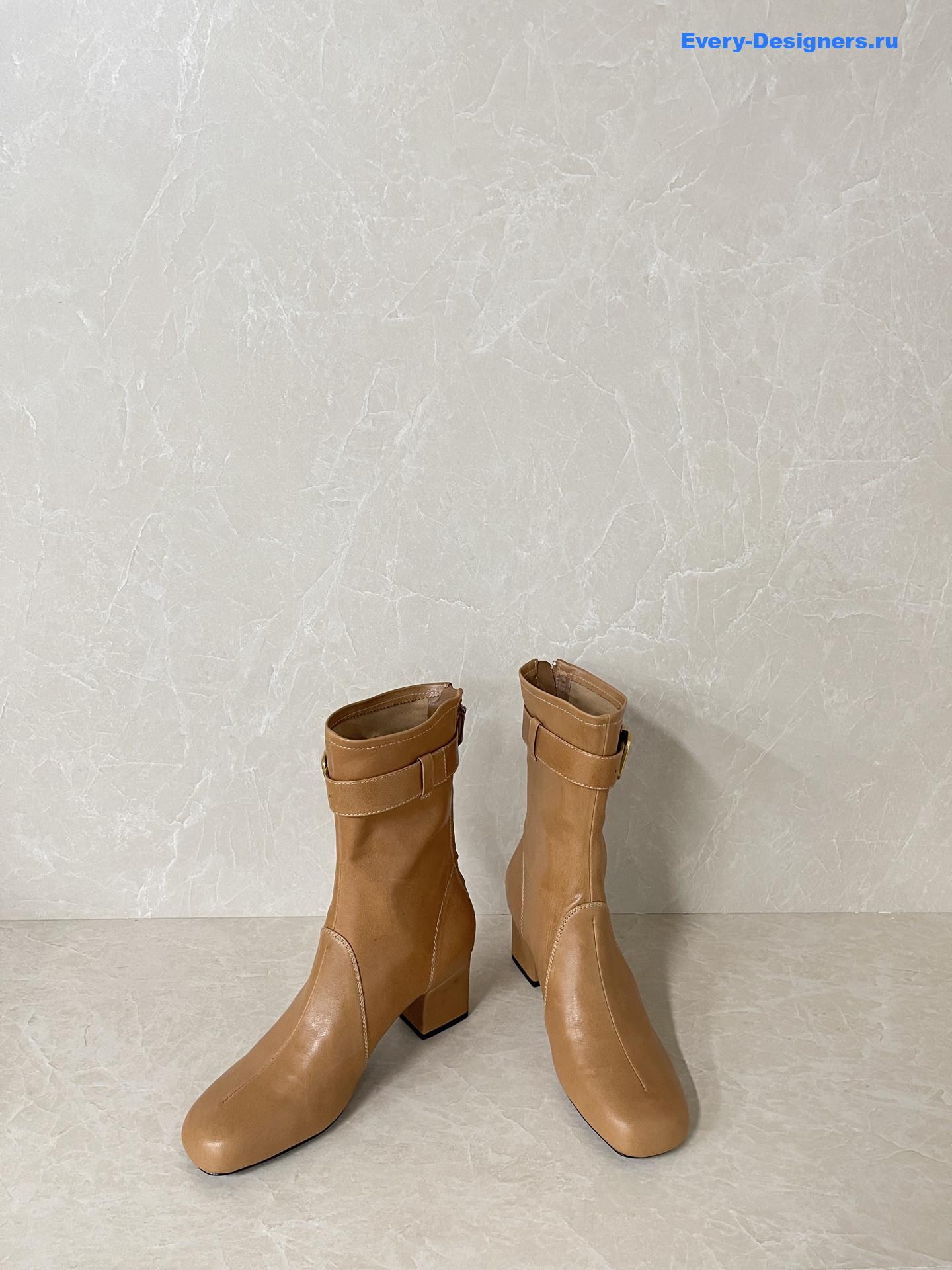 Miu Miu Brown Leather Biker Boots
