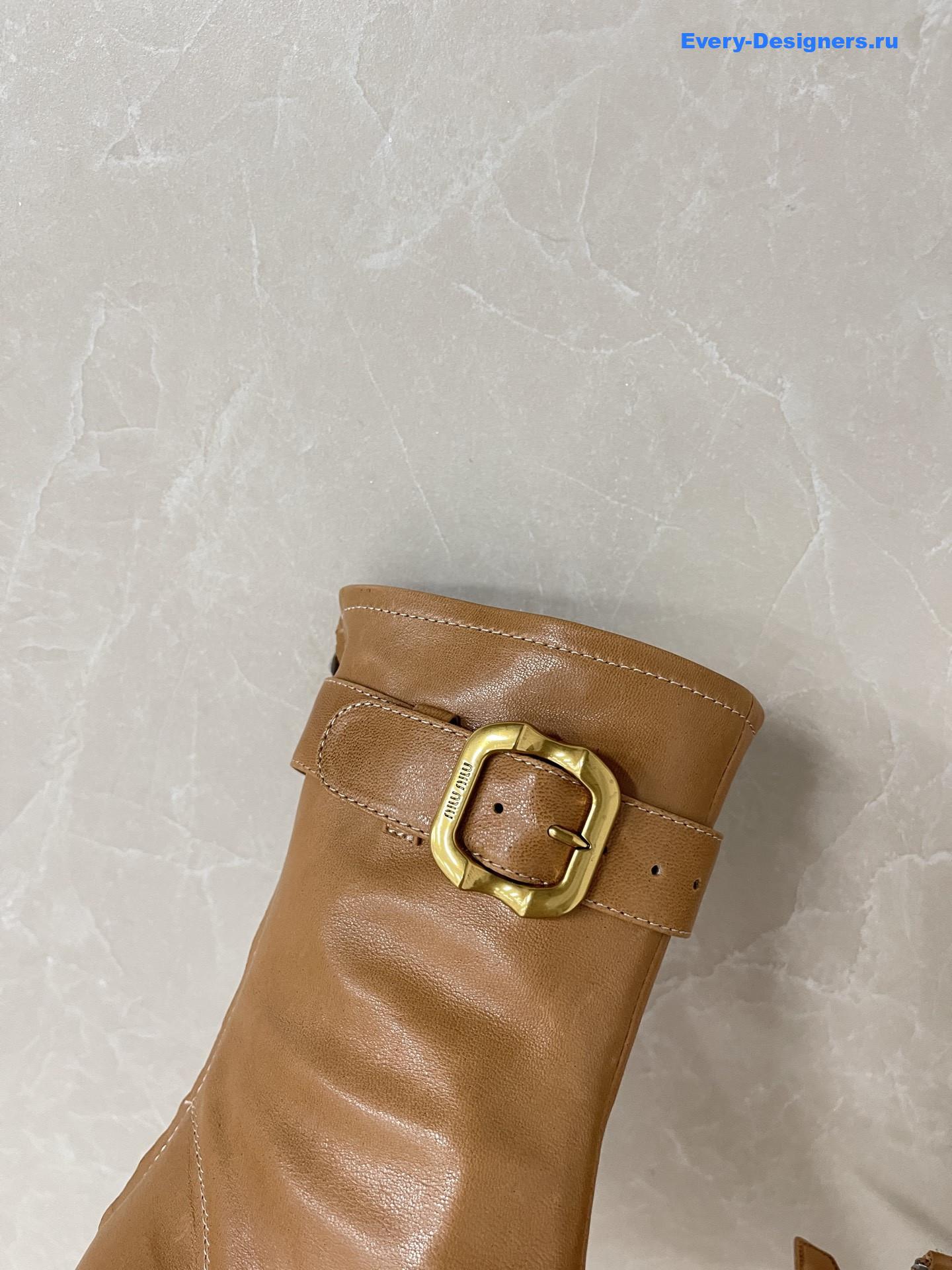 Miu Miu Brown Leather Biker Boots