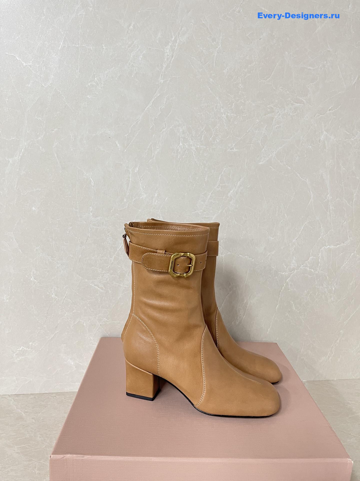 Miu Miu Brown Leather Biker Boots