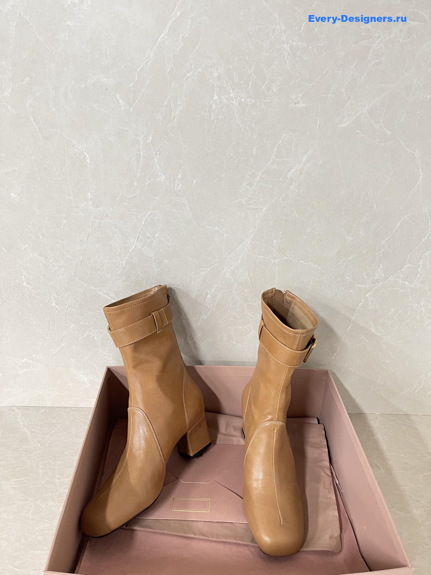 Miu Miu Brown Leather Biker Boots