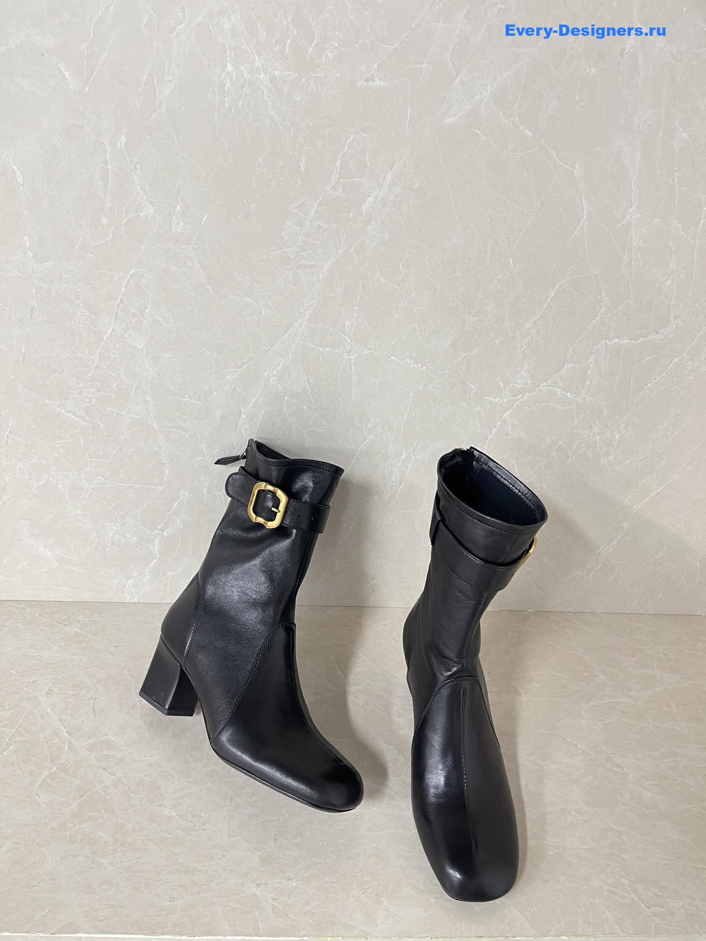Miu Miu Black Leather Biker Boots