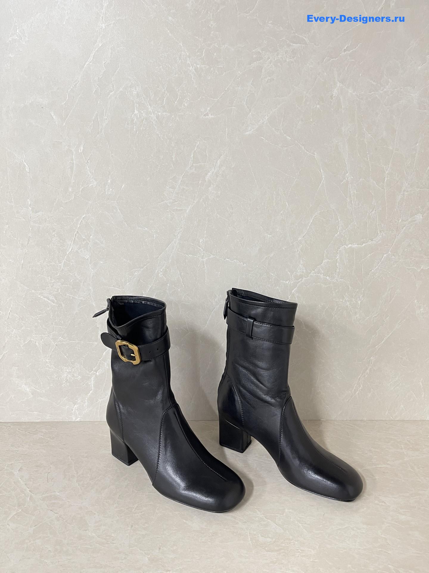 Miu Miu Black Leather Biker Boots