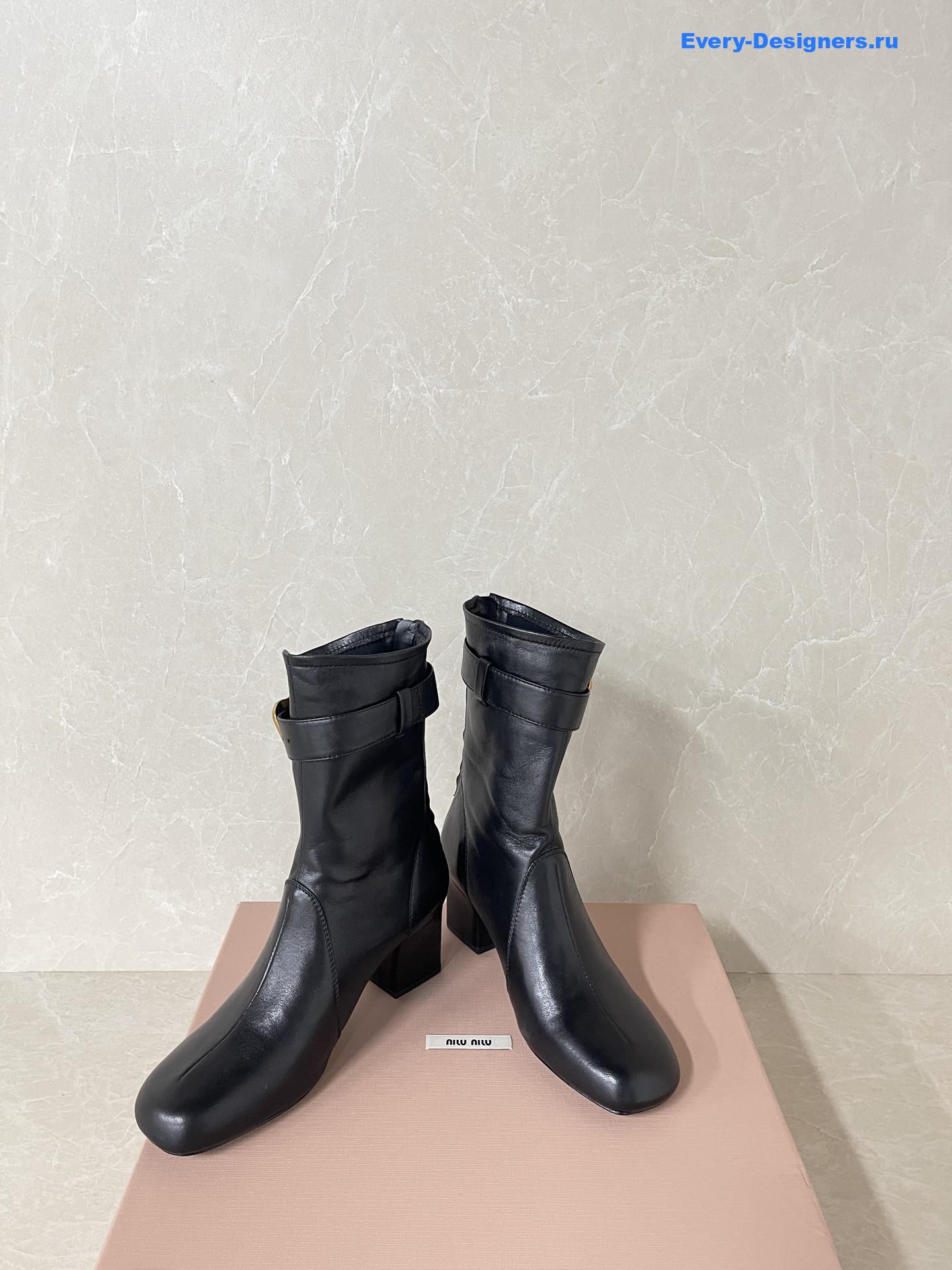 Miu Miu Black Leather Biker Boots