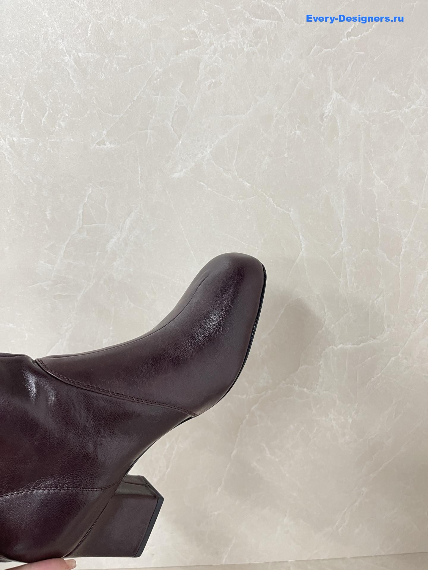 Miu Miu Burgundy Leather Biker Boots