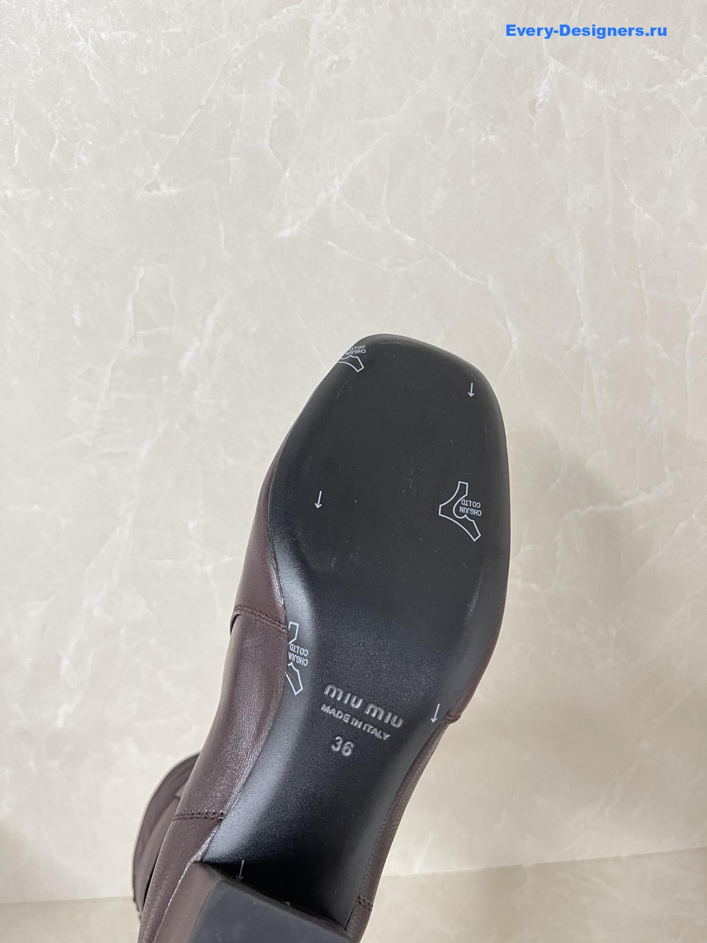 Miu Miu Burgundy Leather Biker Boots