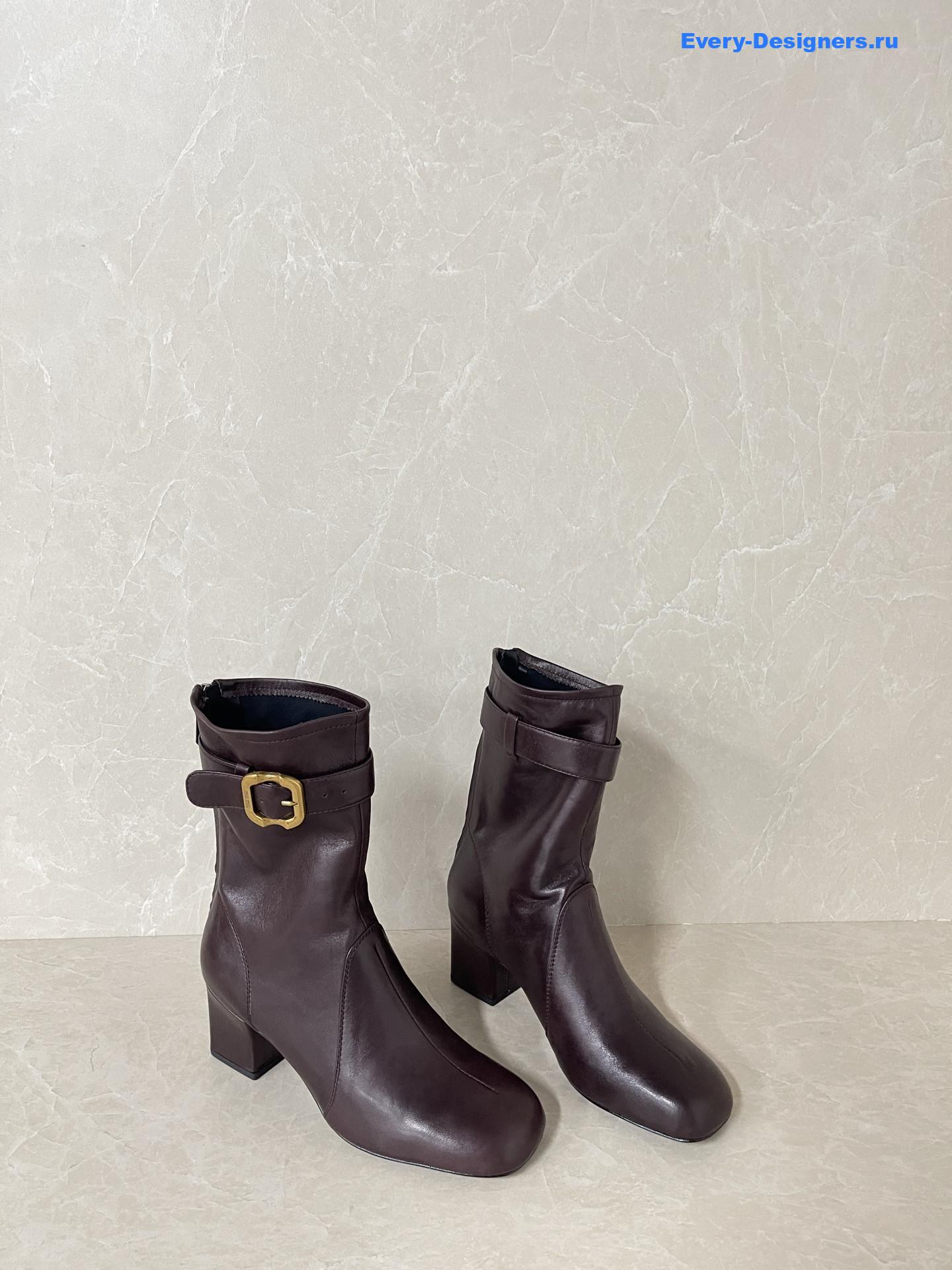 Miu Miu Burgundy Leather Biker Boots