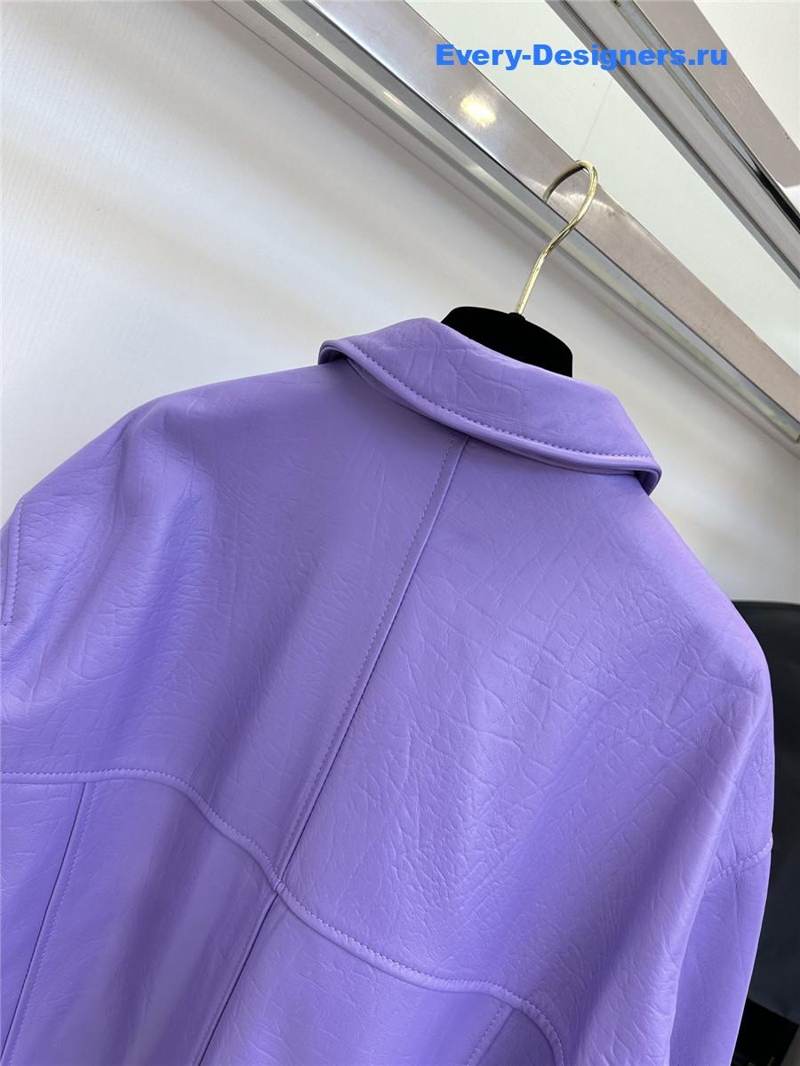 H**me5 long purple leather jacket