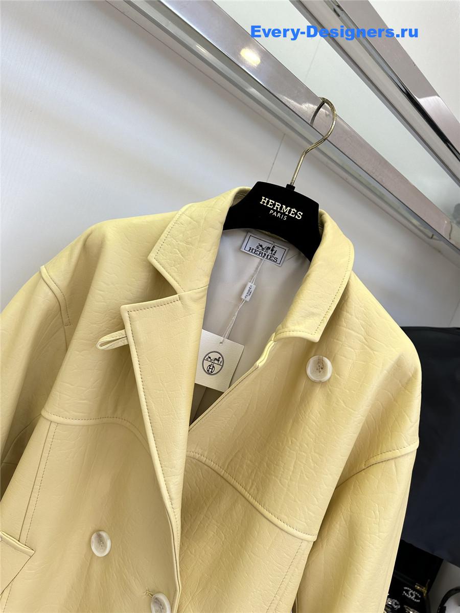H**me5 long yellow leather jacket