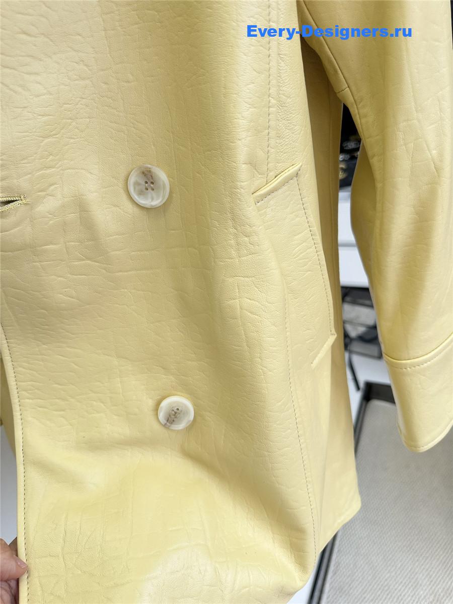 H**me5 long yellow leather jacket