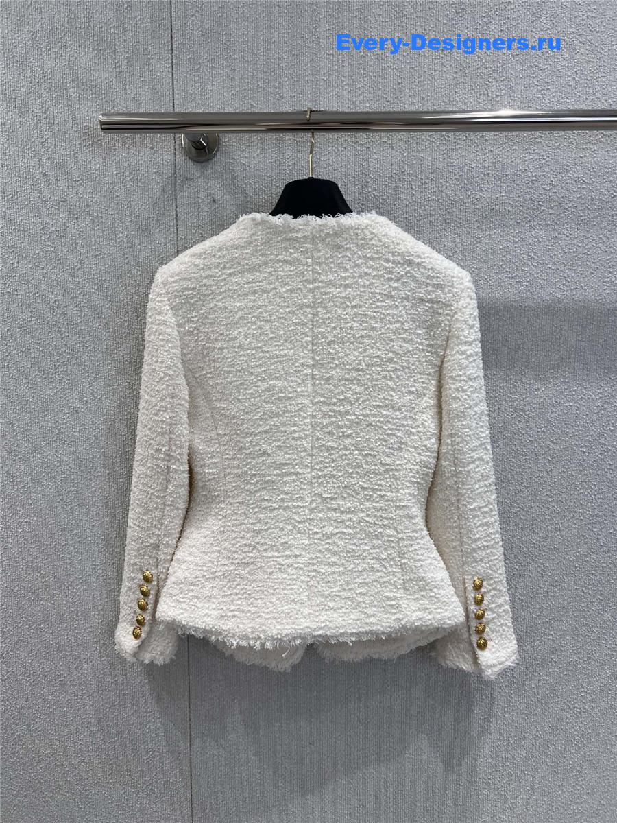 Balmain Collarless Tweed Jacket