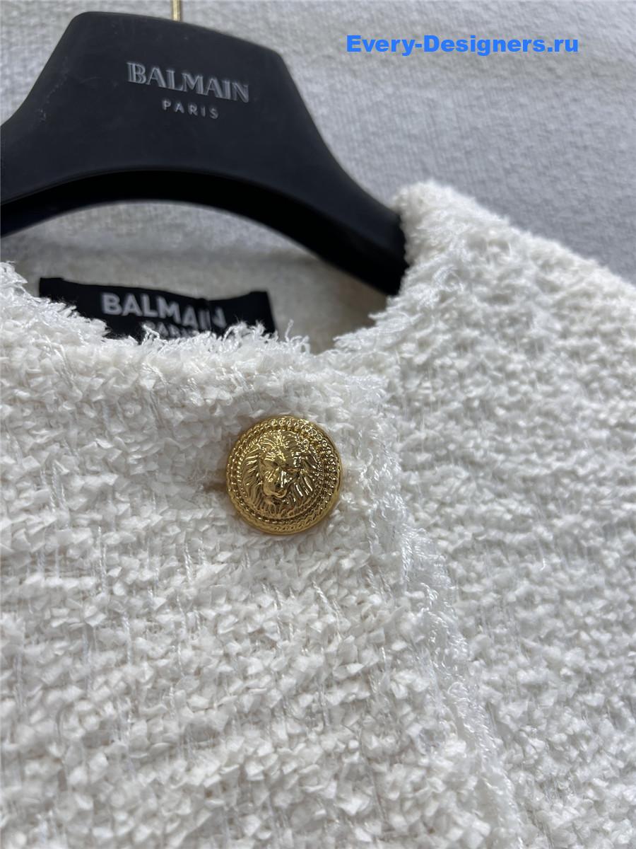 Balmain Collarless Tweed Jacket