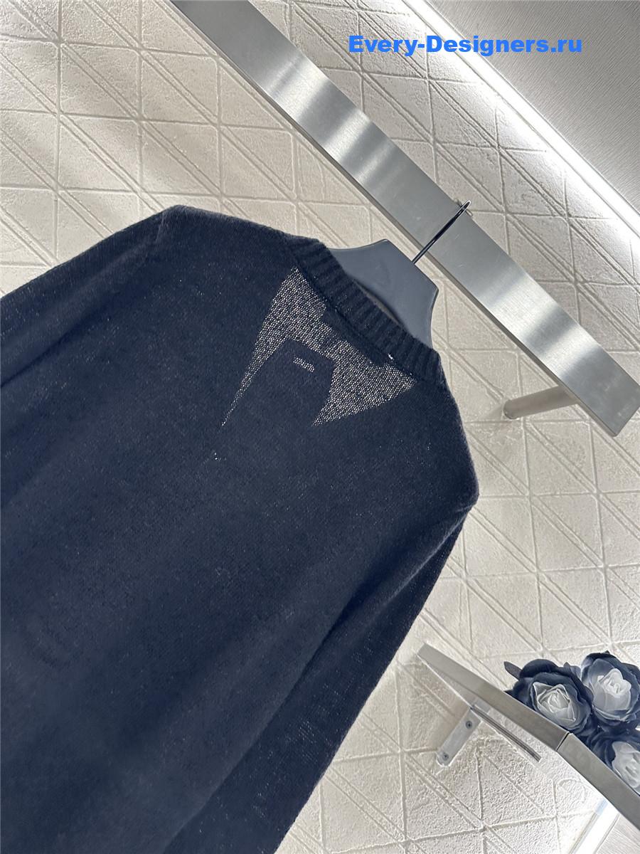 D10r black mohair embroidered knitted cardigan