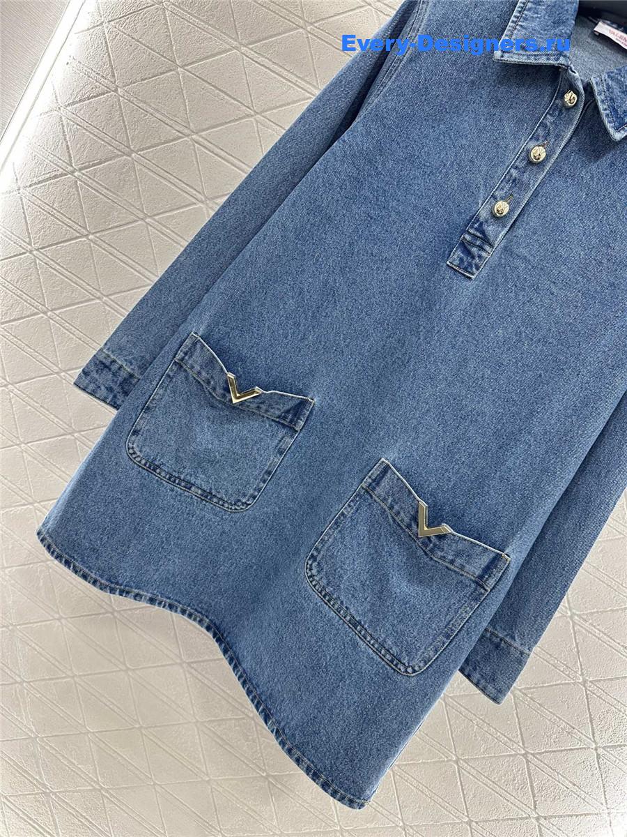 Va1e*ntin0 blue denim lapel dress