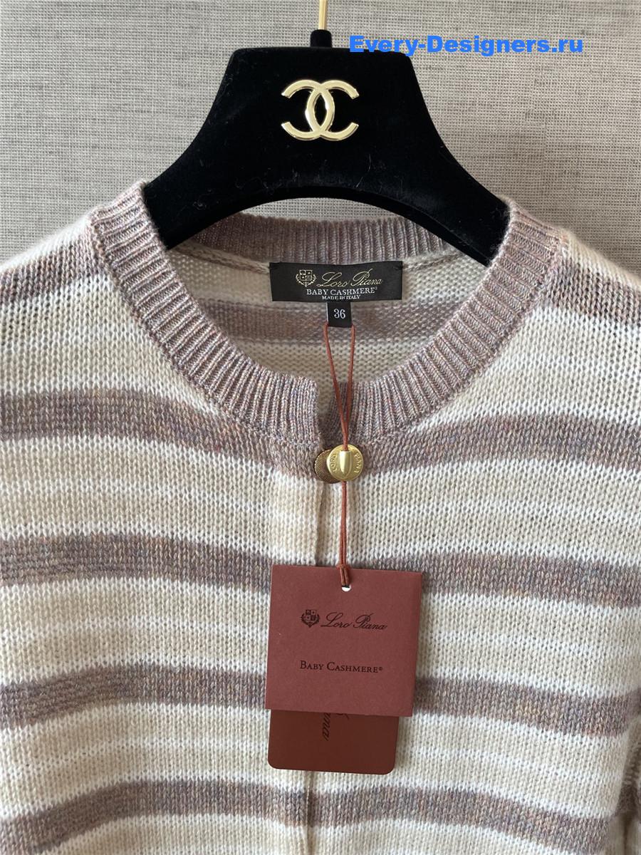 L0r0 P1ana pink fobello stripes cashmere cardigan