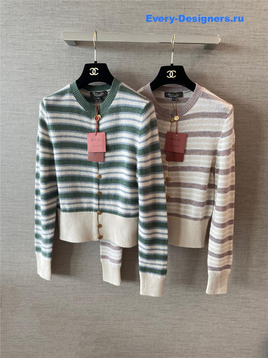 L0r0 P1ana pink fobello stripes cashmere cardigan