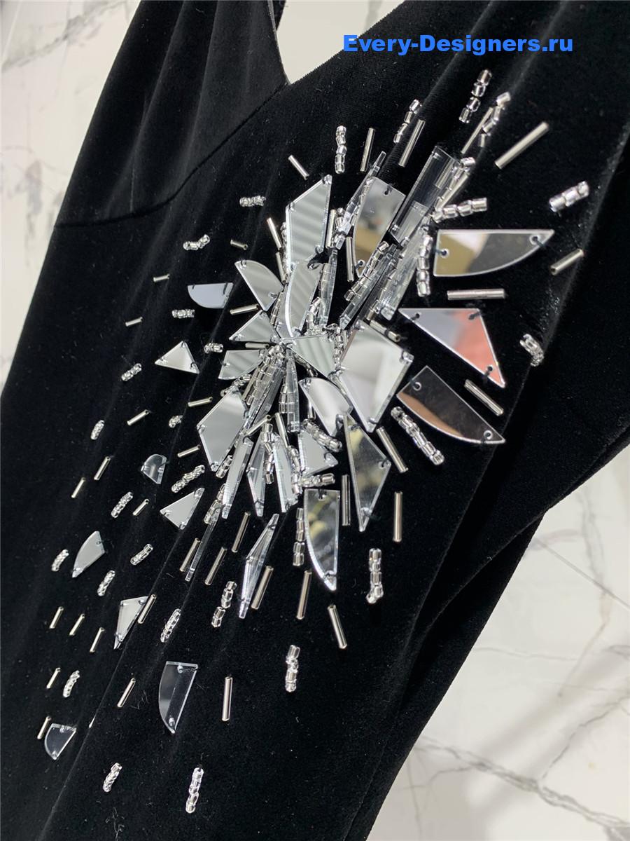 Sa1nt Lau*nt black satin dress with silver bead